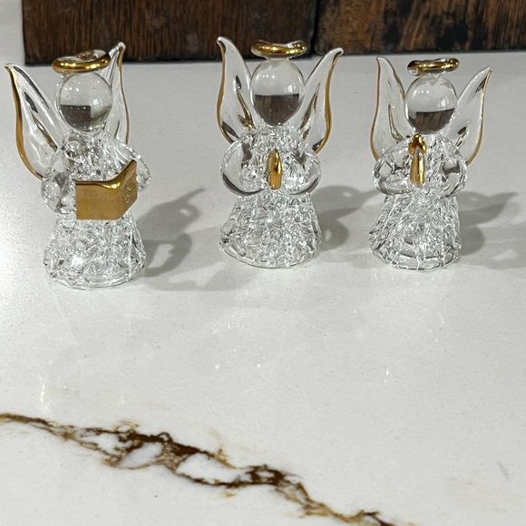 Hand blown 3-glass angels of worry 1.3” dipped in 24k - Picture 1 of 8